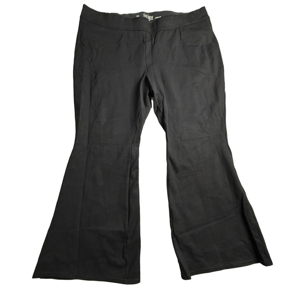 SlimFactor Women’s 3X Black Flared Pants • Stretch Leggings